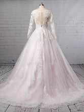 Elegant Ball Gown V-neck Tulle Sweep Train Wedding Dress With Appliques Lace
